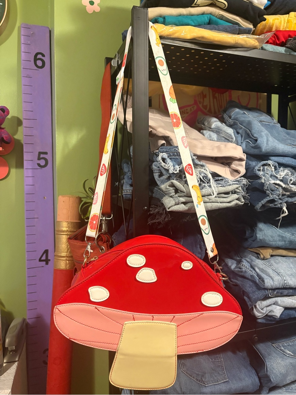 Kids Mushroom Crossbody Bag - Red & Pink